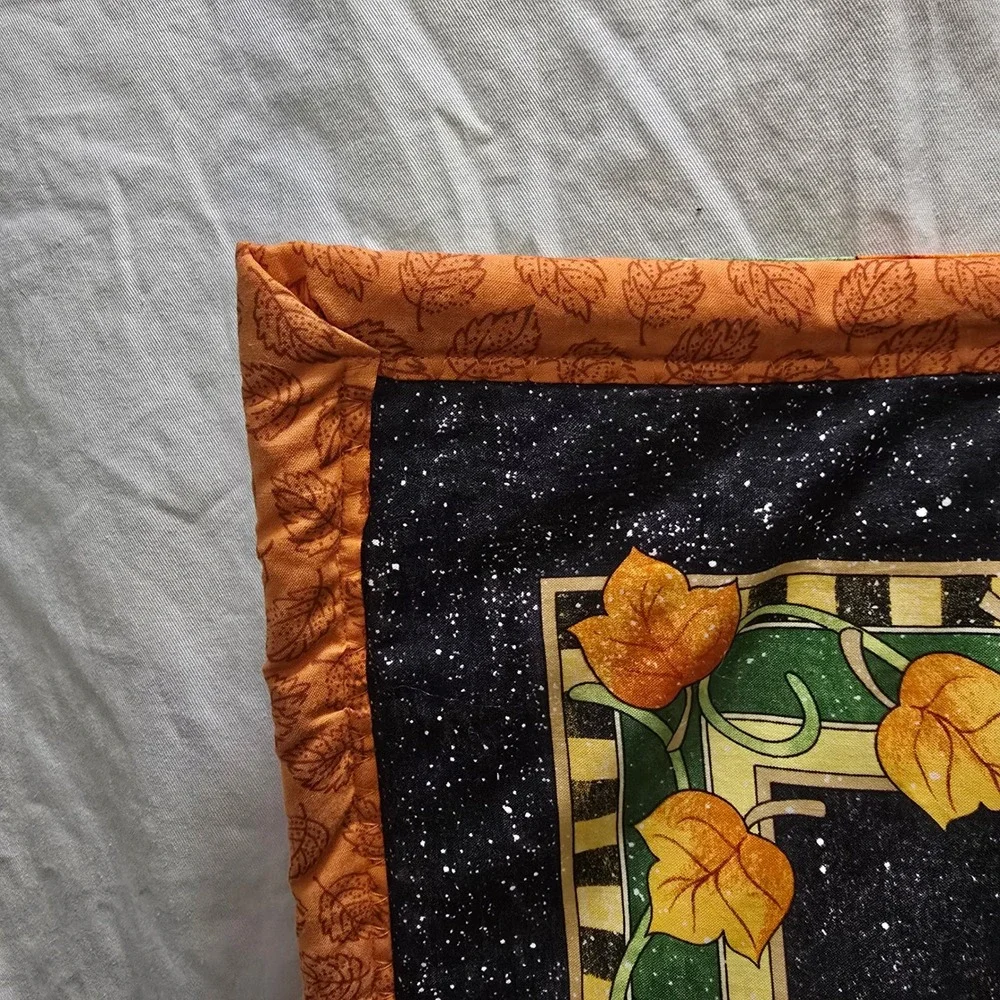 Handmade Halloween Welcome Banner Quilt Cat Pumpkin Crow House Fall Autumn Decor